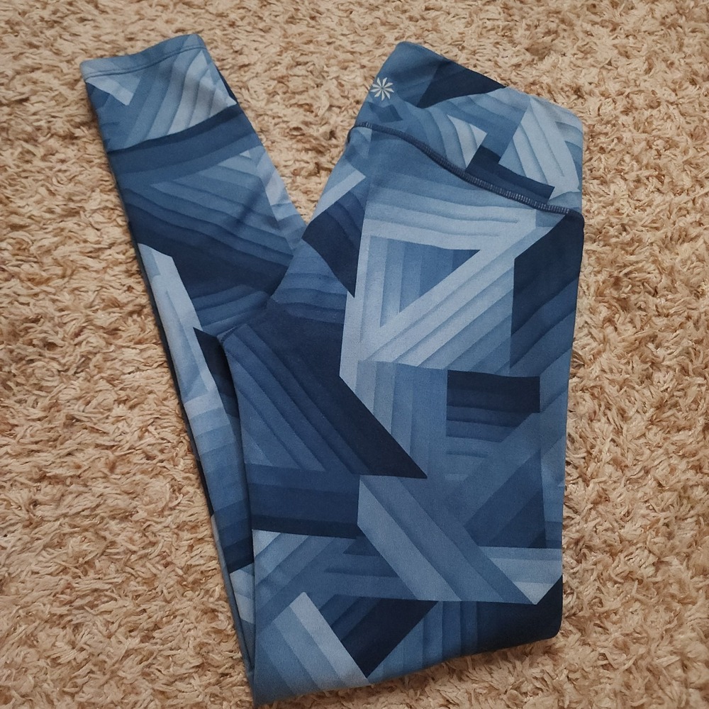 Athleta Womens S Blue Square Triangle Pattern Leggings 721752-00